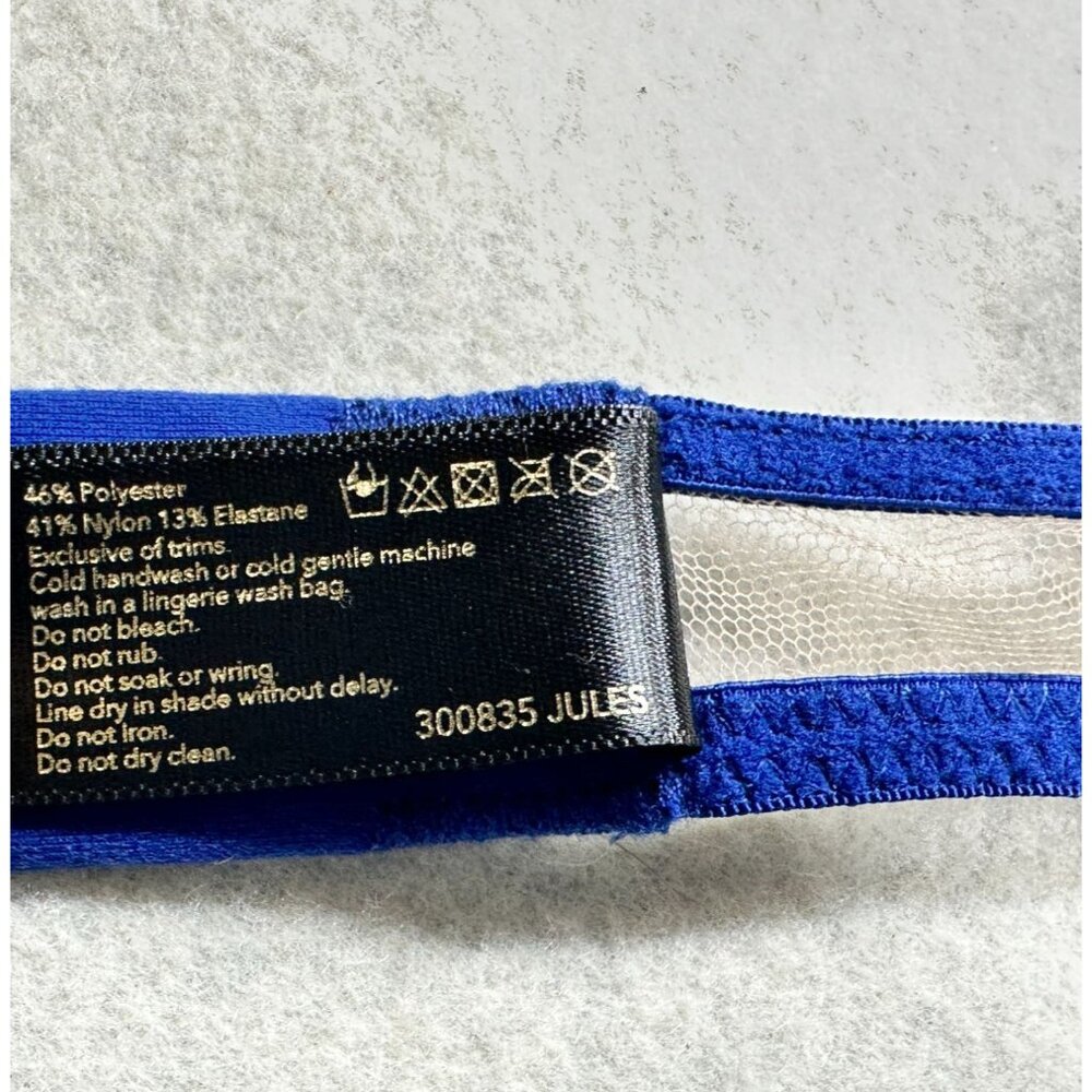 Honey Birdette Jules Contour Bra Womens 32A 10A Navy Blue Lace French Padlock - Picture 5 of 13